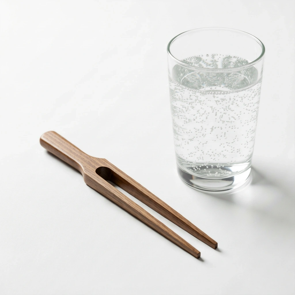 Tuning fork and water representing clarity and energy